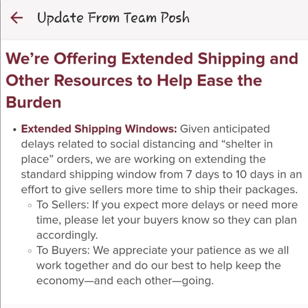 Poshmark COVID-19 Update